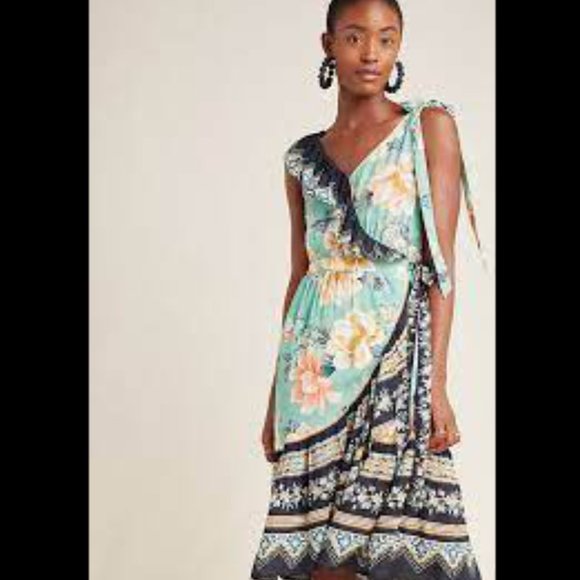 Farm Rio for Anthropologie Monica Wrap Dress Size Small - Picture 1 of 9